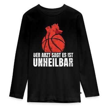 Basketball Frequenz - Teenager Premium Bio Langarmshirt - Schwarz - Vorne - AI Model Kid Female (0cm)