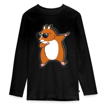 Hamster Dab - Teenager Premium Bio Langarmshirt - Schwarz - Vorne - AI Model Kid Female (0cm)