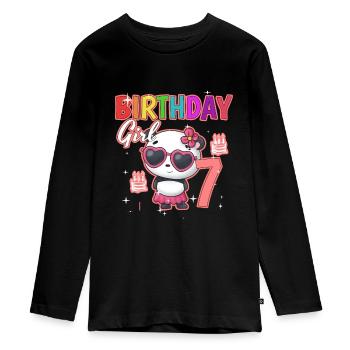 Geburtstag 7 - Teenager Premium Bio Langarmshirt - Schwarz - Vorne - AI Model Kid Female (0cm)