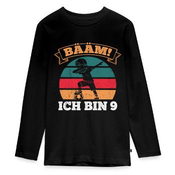 BÄÄM Ich bin 9 Dabbing Geburtstagsshirt 9 Jahre Ju - Teenager Premium Bio Langarmshirt - Schwarz - Vorne - AI Model Kid Female (0cm)