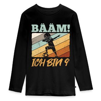 BÄÄM Ich bin 9 Dabbing Geburtstagsshirt 9 Jahre Ju - Teenager Premium Bio Langarmshirt - Schwarz - Vorne - AI Model Kid Female (0cm)