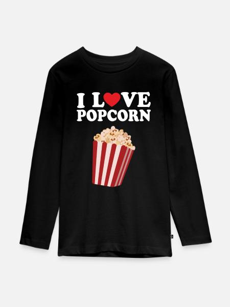 Popcorn - Teenager Premium Bio Langarmshirt - Schwarz