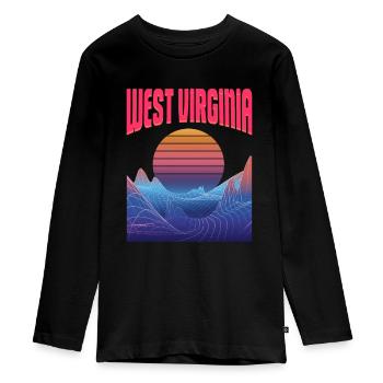 West Virginia - Teenager Premium Bio Langarmshirt - Schwarz - Vorne - AI Model Kid Female (0cm)