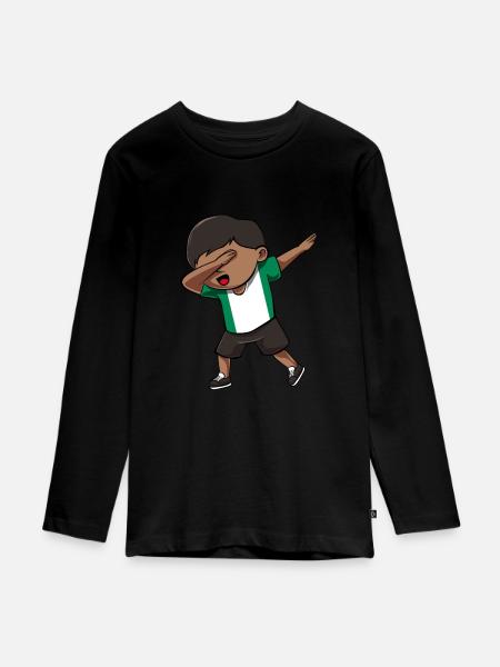 Nigeria - Teenager Premium Bio Langarmshirt - Schwarz