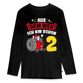 Aus Dem Weg Ich Bin Schon 2 Traktor Geburstag Gesc - Teenager Premium Bio Langarmshirt - Schwarz - Vorne - AI Model Kid Female (0cm)