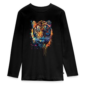 Tiger - Teenager Premium Bio Langarmshirt - Schwarz - Vorne - AI Model Kid Female (0cm)