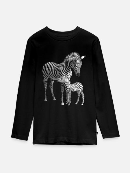 Zebra - Teenager Premium Bio Langarmshirt - Schwarz
