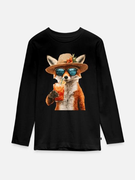 Fuchs - Teenager Premium Bio Langarmshirt - Schwarz