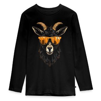 Lunettes de soleil de chèvre cool - T-shirt manches longues Premium Ado - noir - Devant - AI Model Kid Female (0cm)