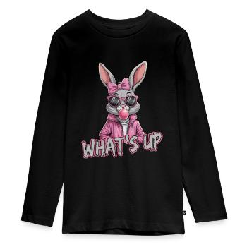 Lapin cool avec des lunettes de soleil et du chewing-gum - - T-shirt manches longues Premium Ado - noir - Devant - AI Model Kid Female (0cm)