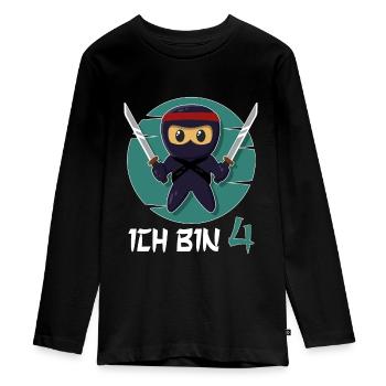 Ich Bin 4 Ninja 4. Geburtstag Jungen 4. Geburtstag - Teenager Premium Bio Langarmshirt - Schwarz - Vorne - AI Model Kid Female (0cm)