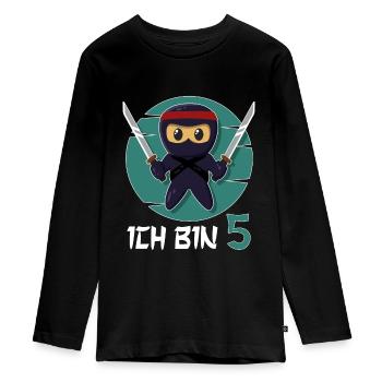 Ich Bin 5 Ninja 5. Geburtstag Jungen 5. Geburtstag - Teenager Premium Bio Langarmshirt - Schwarz - Vorne - AI Model Kid Female (0cm)