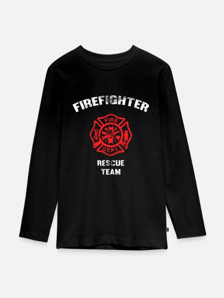 Fire Department Logo - Teenager Premium Bio Langarmshirt - Schwarz