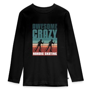 Retro vintage Nordic Skating - Teenager Premium Bio Langarmshirt - Schwarz - Vorne - AI Model Kid Female (0cm)