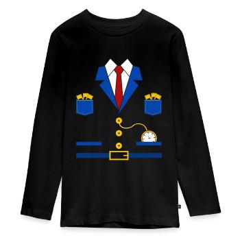 Costume de conducteur de train - T-shirt manches longues Premium Ado - noir - Devant - AI Model Kid Female (0cm)
