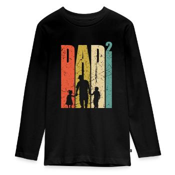Dad hoch 2 zweifacher Vater werdender Papa 2. Kind - Teenager Premium Bio Langarmshirt - Schwarz - Vorne - AI Model Kid Female (0cm)