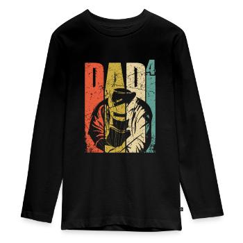 Schweißer Papa Geschenk 4 Kinder Dad hoch 4 - Teenager Premium Bio Langarmshirt - Schwarz - Vorne - AI Model Kid Female (0cm)