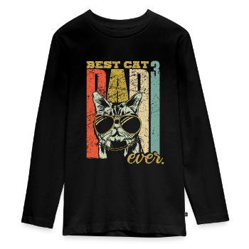 Best Cat Dad ever three cats triple cat dad - Teenager Premium Organic Long Sleeve Shirt - black - Front - AI Model Kid Female (0cm)