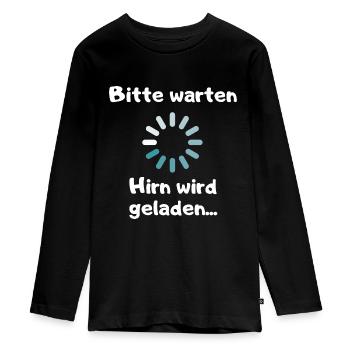 Bitte warten...Hirn wird geladen... - Teenager Premium Bio Langarmshirt - Schwarz - Vorne - AI Model Kid Female (0cm)