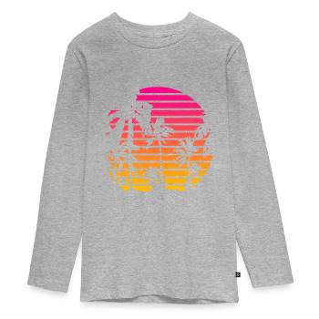 Cool Art 80s Tropical Sunset - Teenager Premium Organic Long Sleeve Shirt - heather grey - Front