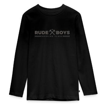 Rude Boys Working Class - Teenager Premium Organic Long Sleeve Shirt - black - Front - AI Model Kid Female (0cm)