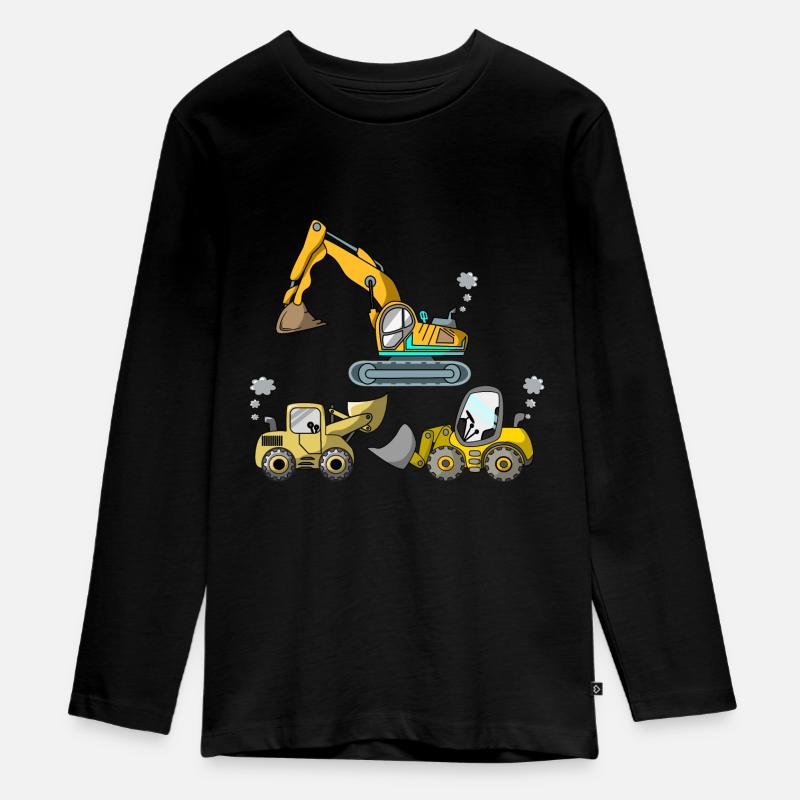 Bagger Baustelle - Teenager Premium Bio Langarmshirt - Schwarz