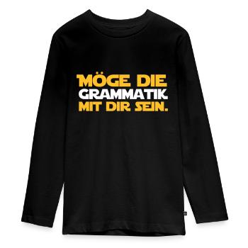 Möge die Grammatik mit dir sein - Deutsch Lehrer - Teenager Premium Bio Langarmshirt - Schwarz - Vorne - AI Model Kid Female (0cm)