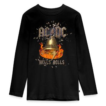 AC/DC Hells Bells Cloche Avec Des Flammes Et Logo - T-shirt manches longues Premium Ado - noir - Devant - AI Model Kid Female (0cm)
