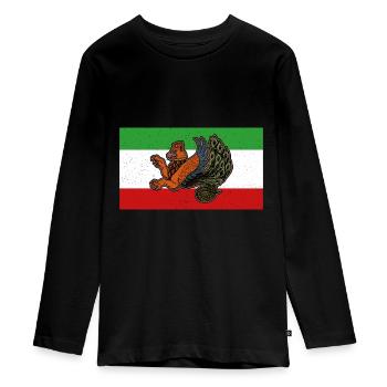 Faravahar Zoroastrianism Simurgh Persia - Teenager Premium Organic Long Sleeve Shirt - black - Front - AI Model Kid Female (0cm)