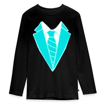 Anzug Krawatte Art Türkis - Teenager Premium Bio Langarmshirt - Schwarz - Vorne - AI Model Kid Female (0cm)