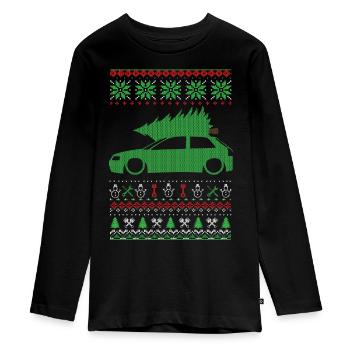 Christmas Ugly Sweater - Teenager Premium Organic Long Sleeve Shirt - black - Front - AI Model Kid Female (0cm)