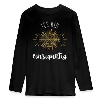 Wegweiser MOTIVATION - VEGVISIR - Teenager Premium Bio Langarmshirt - Schwarz - Vorne - AI Model Kid Female (0cm)