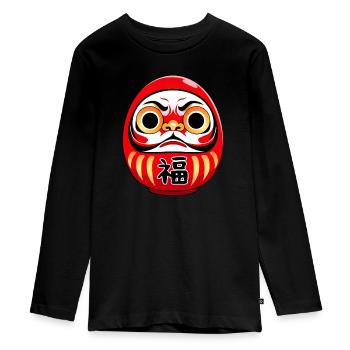 Daruma Doll - Anime Shirt - Teenager Premium Bio Langarmshirt - Schwarz - Vorne - AI Model Kid Female (0cm)