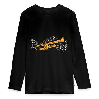 Trumpet - Teenager Premium Organic Long Sleeve Shirt - black - Front - AI Model Kid Female (0cm)