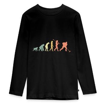 Eishockey Evolution - Teenager Premium Bio Langarmshirt - Schwarz - Vorne - AI Model Kid Female (0cm)