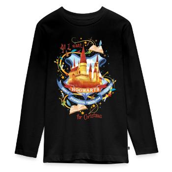Harry Potter X-Mas Poudlard - T-shirt manches longues Premium Ado - noir - Devant - AI Model Kid Female (0cm)