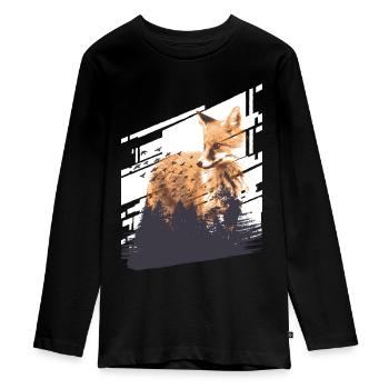 Fuchs - Teenager Premium Bio Langarmshirt - Schwarz - Vorne - AI Model Kid Female (0cm)