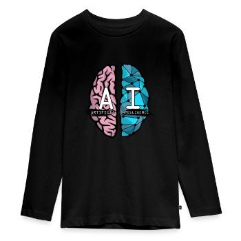 KI Nerd Künstliche Intelligenz Gehirn Geschenke - Teenager Premium Bio Langarmshirt - Schwarz - Vorne - AI Model Kid Female (0cm)