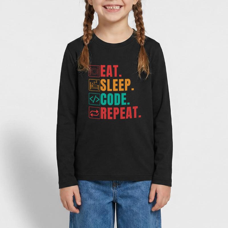 EAT SLEEP CODE REPEAT - CODEUR DRÔLE T-shirt manches longues Premium Ado