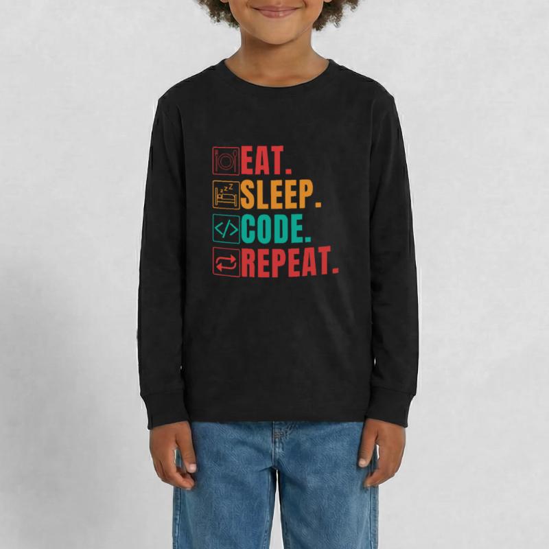 EAT SLEEP CODE REPEAT - CODEUR DRÔLE T-shirt manches longues Premium Ado