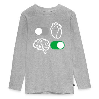 Raison de cerveau et de coeur - T-shirt manches longues Premium Ado - gris chiné - Devant
