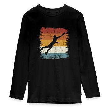 Retro vintage Ultimate Frisbee - Teenager Premium Organic Long Sleeve Shirt - black - Front - AI Model Kid Female (0cm)