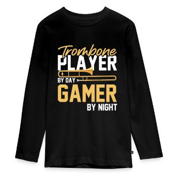 Posaune - Teenager Premium Bio Langarmshirt - Schwarz - Vorne - AI Model Kid Female (0cm)