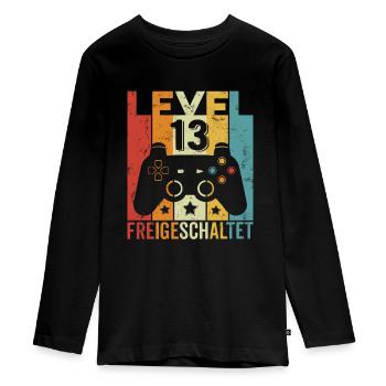 Level 13 Freigeschaltet Geburtstag Junge Mädchen - Teenager Premium Bio Langarmshirt - Schwarz - Vorne - AI Model Kid Female (0cm)
