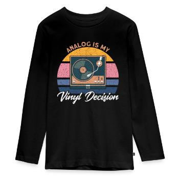 Disque vinyle LP Collector Cadeau - T-shirt manches longues Premium Ado - noir - Devant - AI Model Kid Female (0cm)