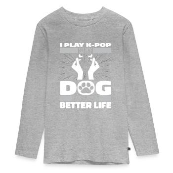 K Pop Kpop Korean Pop Dog - Teenager Premium Organic Long Sleeve Shirt - heather grey - Front