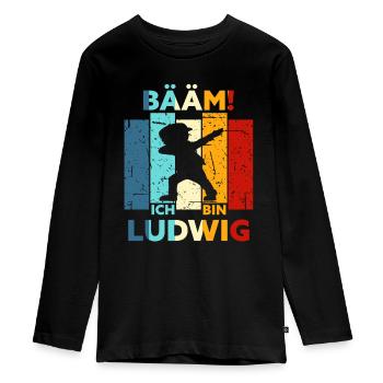 Ludwig Geschenk Name Vorname Geburtstag - Teenager Premium Bio Langarmshirt - Schwarz - Vorne - AI Model Kid Female (0cm)