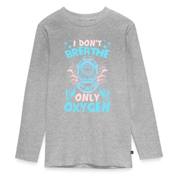 Buceo Buceo Oxígeno - Camiseta ecológica prémium de manga larga para adolescentes - gris jaspeado - delante