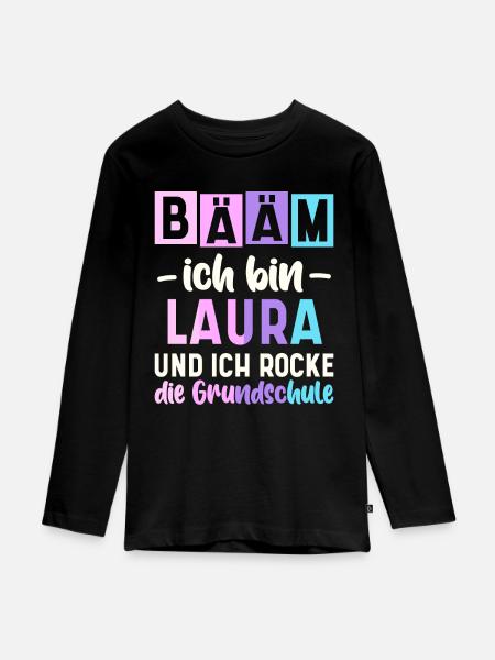 Name Laura Geschenk Grundschule - Teenager Premium Bio Langarmshirt - Schwarz