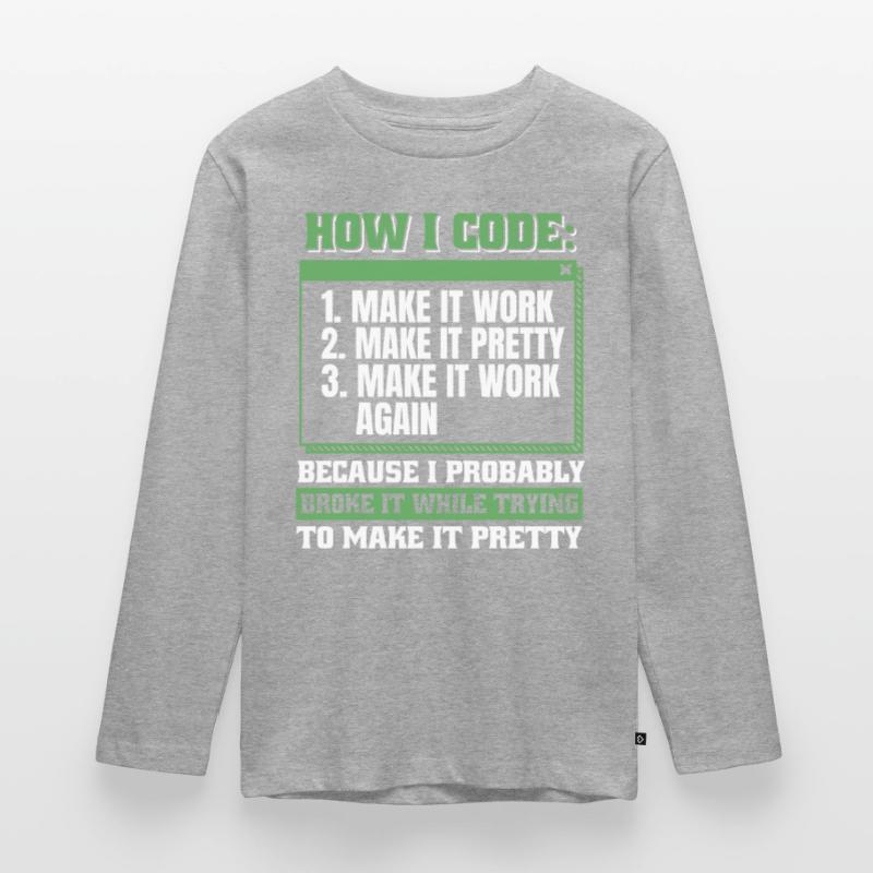 Developer, Coder, Programmer Teenager Premium Organic Long Sleeve Shirt